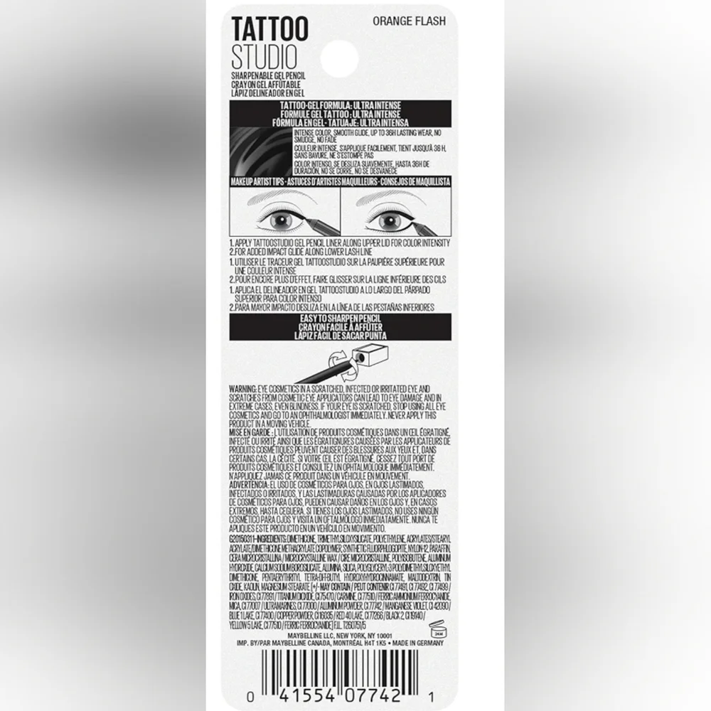 MAYBELLINE New York 2pk orange‎ flash Tattoo Studio smooth glide Eyeliner Pencil